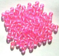 100 6mm Hot Pink AB Lustre Round Glass Beads